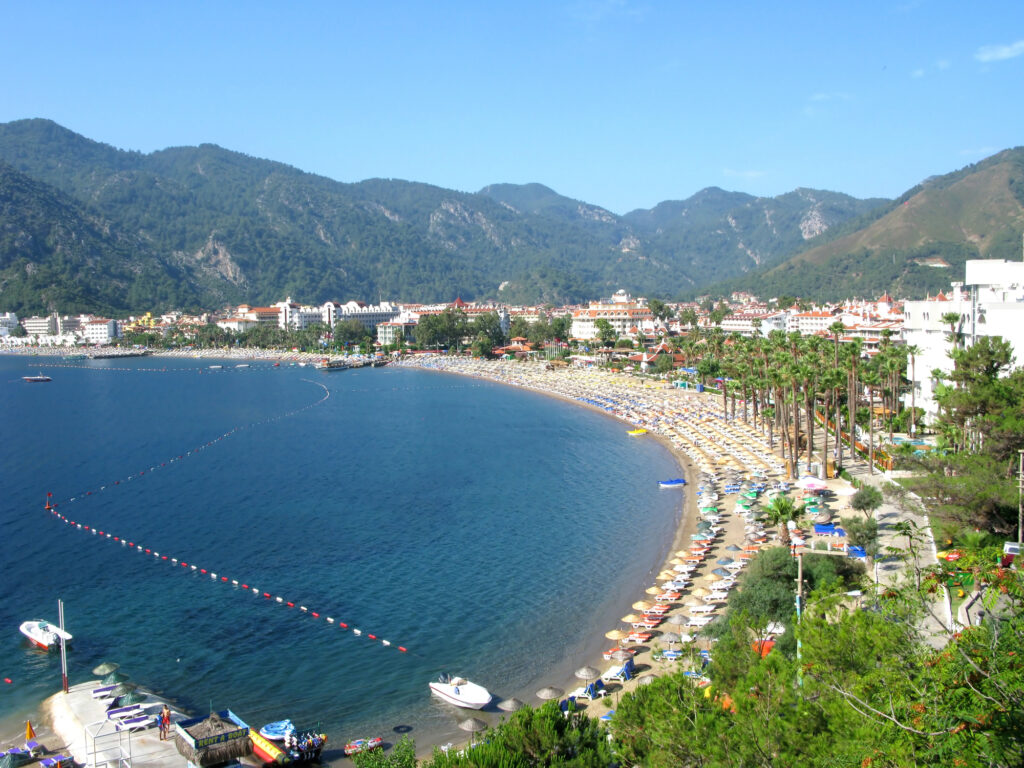 Beach landscape Icmeler Marmaris resort Turkey