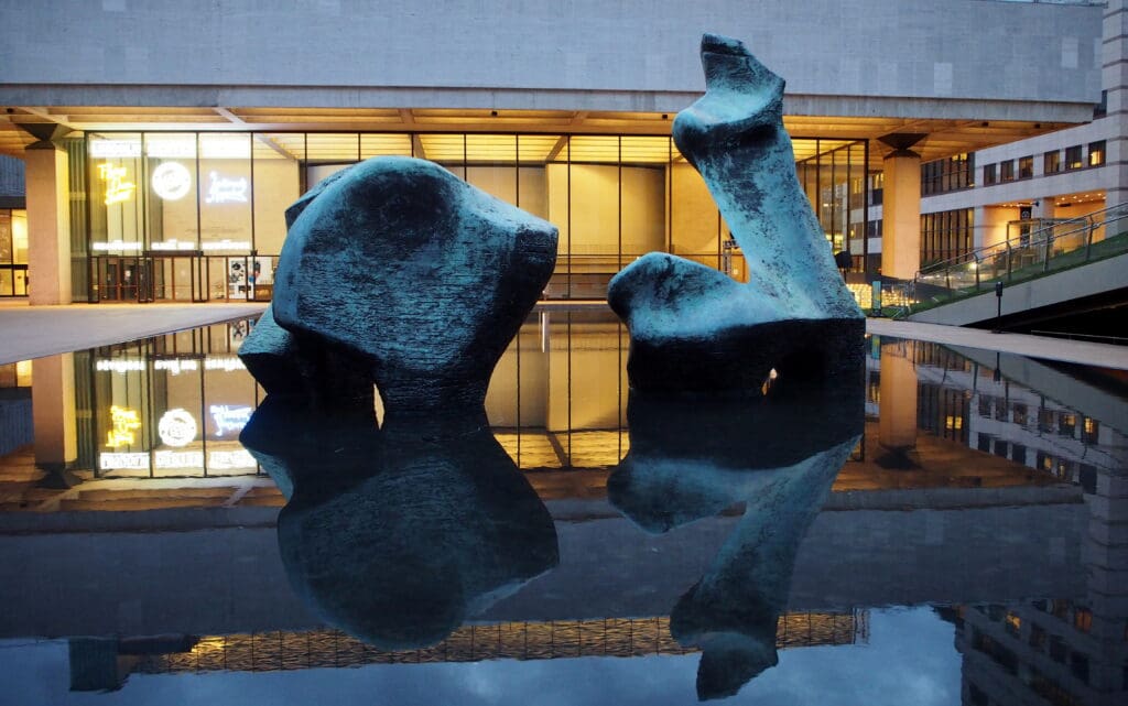 Reclining Figure sculpture by Henry Moore at Hearst Plaza  New York, NY, USA