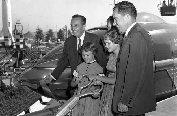 Walt Disney, Senator Richard Nixon & Family at Monorail Opening Disneyland 1959 - source