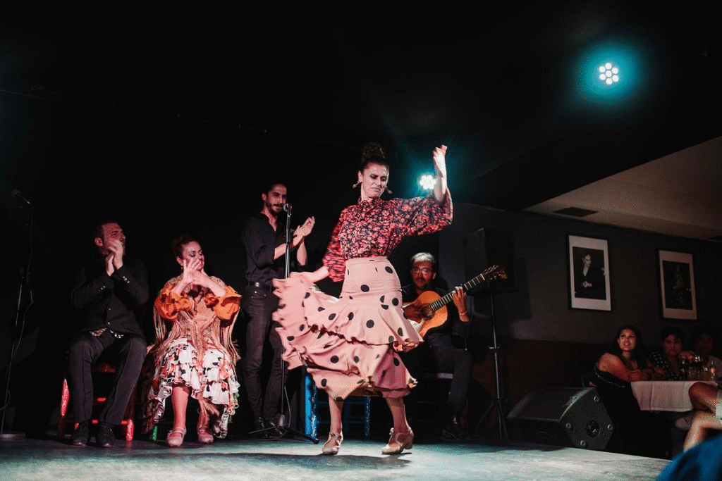 Intimate flamenco performance with tapas and wine in authentic Barcelona tablao setting