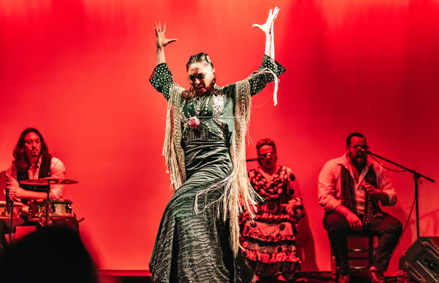  Theatrical flamenco show with dramatic lighting at Barcelona's City Hall Theater venue